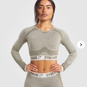 Gymshark khaki Flex Crop top